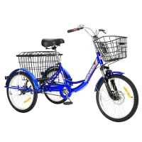 Трехколесный велосипед для взрослых РВЗ Чемпион 20" 1 скорость синий